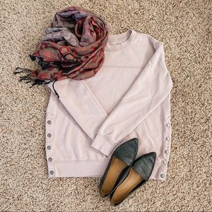 Abercrombie Soft A&F Fleece Snap Sides Crewneck